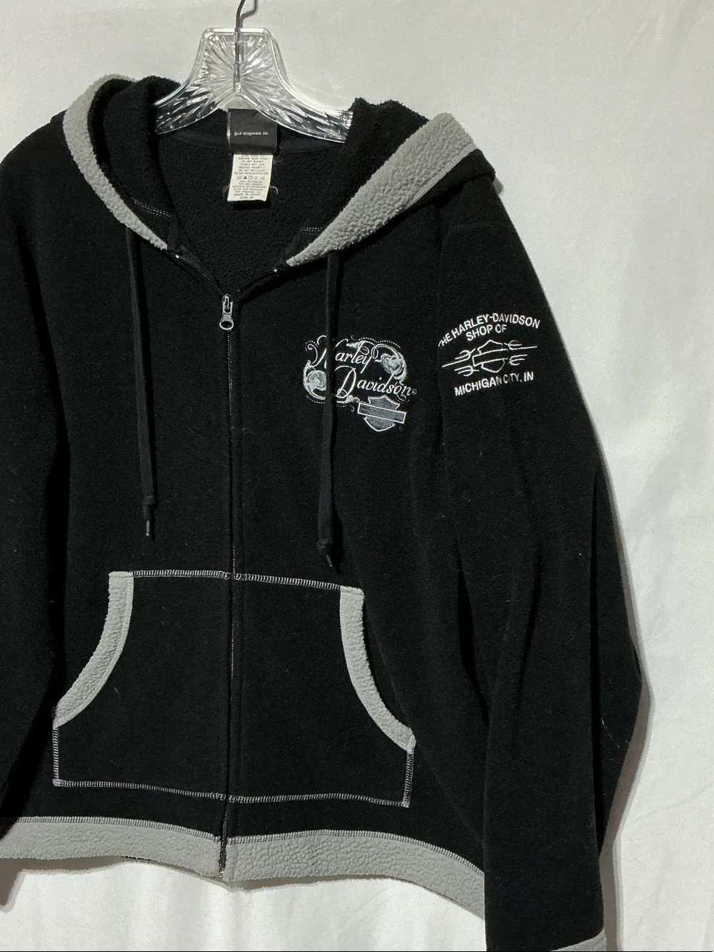 Harley-Davidson Womens Black Fleece Hoodie With Logo Sz XL